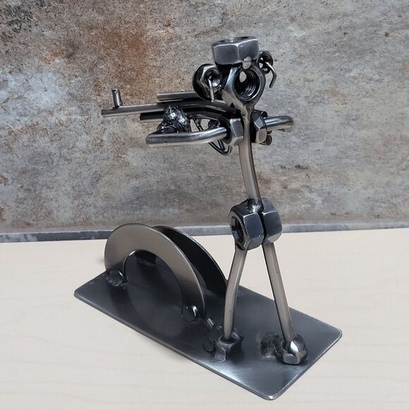 Nuts and Bolts Rifleman Figurine Business Card Holder Metal Shooting Hunting - Picture 8 of 13